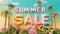 Tropical Summer Sale Banner with Palm Trees and Vibrant Colors