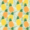 Tropical summer seamless pattern. Pineapple fruit, palm leaves. Hawaii flat design. Vector