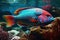 Tropical Symphony Enchanting Parrotfish Under the Ocean - Generative AI