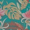 Tropical textured 3d seamless pattern. Floral embossed vector background. Grunge ornate tropic backdrop. Colorful emboss flowers