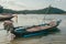 Tropical Thai jungle lake Cheo lan wood boat, wild mountains nature national park ship yacht rocks