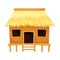 Tropical Thatched Hut or Bungalow as Summer House Vector Illustration