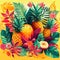 tropical-themed fruit collage