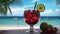 Tropical Twist: A Summery Sangria with a Touch of the Tropics, Product Photo Mockup, Illustartion, HD Photorealistic - Generative