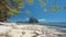 Tropical vacation holiday beach scene of El Nido coastline, Palawan Island, Philippines