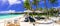 Tropical  vacation in paradise island Mauritius, scenery with beach bar