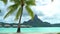 Tropical vacation paradise island overwater bungalows hotel resort on Bora Bora