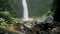 Tropical Waterfall Falling Water Indonesia Slowmotion