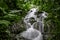 Tropical waterfall with motion blur in Mexican rainforest