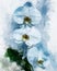 Tropical white Orchid plant with white flowers and green leaves. Watercolor drawing. Floral illustration