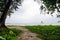 tropical white sand sea beach landscape with rainy rainning cloudscape moving in thunderstrom daytime.Nature beach environment