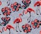 Tropical wildlife, flamingo bird, seamless pattern. Ethnic seamless pattern ornament. Vector pattern. Print for textile, cloth, wa