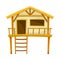 Tropical Wooden Hut or Bungalow with Ladder Vector Illustration