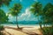 tropics, beach, sand, sea, palm trees, sun