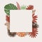 Tropics leaves vector beige modern. Color green, trend ornament terra