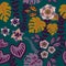 Tropival Floral Seamless Pattern, Autumn flowers Surface Pattern Background Romantic Floral Repeat Pattern for textile design