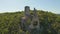 Trosenj fortress remains on the west side of mountain Promina in Croatia, aerial