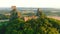 Trosky Castle aka Hrad Trosky aerial sunset view. Bohemian Paradise. Czechia.