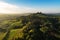 Trosky Castle in Bohemian paradise, aerial shot