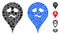 Trouble Smiley Map Marker Mosaic Icon of Round Dots