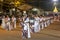 A troupe of female musicians perform during the Kataragama Festival in Sri Lanka.