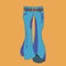 Trousers flared. 1970s fashion. Blue jeans on a brown background. Vector illustration.
