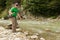 Trout fishing in a mountain river