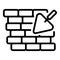 Trowel brick wall icon, outline style