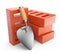 Trowel and bricks. Work tool. 3D icon