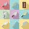 Trowel icons set, flat style