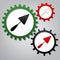 Trowel sign. Vector. Three connected gears with icons at grayish