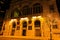 Troy NY USA - Music hall scene with wreaths at night in winter.