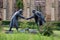 The Truce sculpture by Andy Edwards in the gardens of the Bombed Out Church Liverpool July 2020