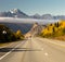 Truck Approaches Fall Season Open Road Alaska