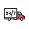 truck around clock free shipping service color icon vector illustration