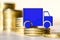 Truck on a background of money the Concept of changes in car prices