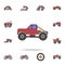 truck bigfoot car field coloricon. Detailed set of color big foot car icons. Premium graphic design. One of the collection icons
