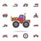 truck bigfoot car field coloricon. Detailed set of color big foot car icons. Premium graphic design. One of the collection icons