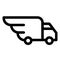 Truck body as wing. Delivery, shipment or transport icon.
