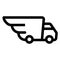 Truck body as wing. Delivery, shipment or transport icon.