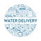 Truck and bottles or gallons, water delivery service, drinking liquid supply