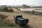 truck and buildings (factories ?) in the countryside (north vietnam)