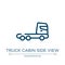 Truck cabin side view icon. Linear vector illustration from transporters collection. Outline truck cabin side view icon vector.