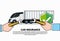 Truck Car Insurance Service Icon With Hand Repair Lorry Under Shield Icon