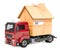 Truck with cardboard house. Household moving services concept. 3