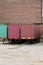 Truck cargo transport trailers parked at depot