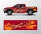 Truck and cargo van wrap vector, Car decal wrap design. Graphic abstract stripe designs for vehicle, race, offroad, adventure and