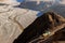 The truck carries cargo in the Himalayas. Top view of the Kali Gandaki gorge. Nepal. Kingdom of Mustang