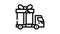 truck carrying gift line icon animation