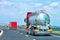 Truck cistern on road in Amalfi coast